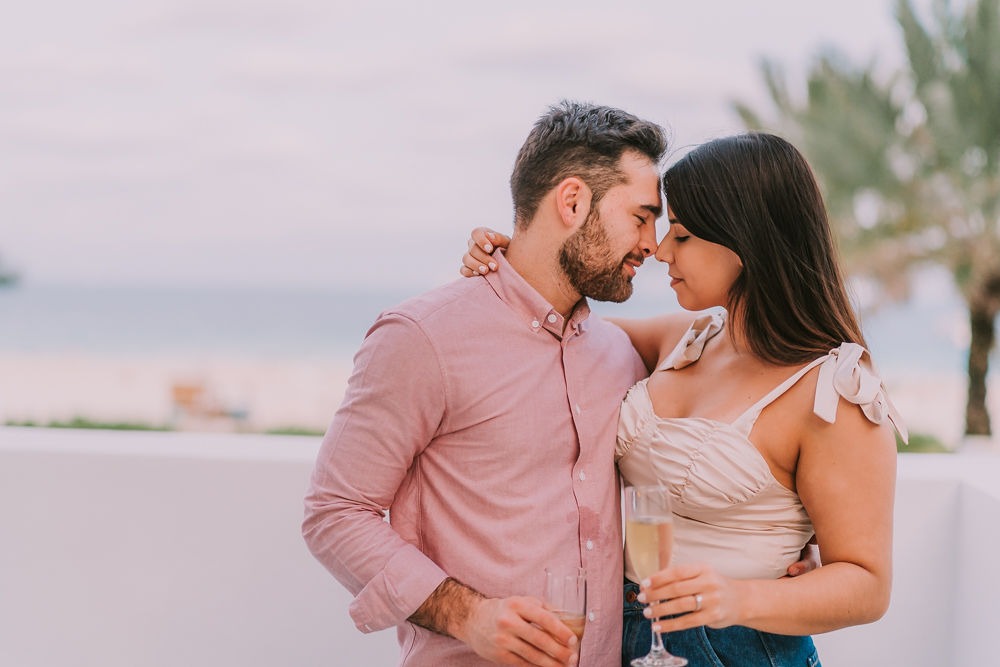 In love couple on Miami rooftop